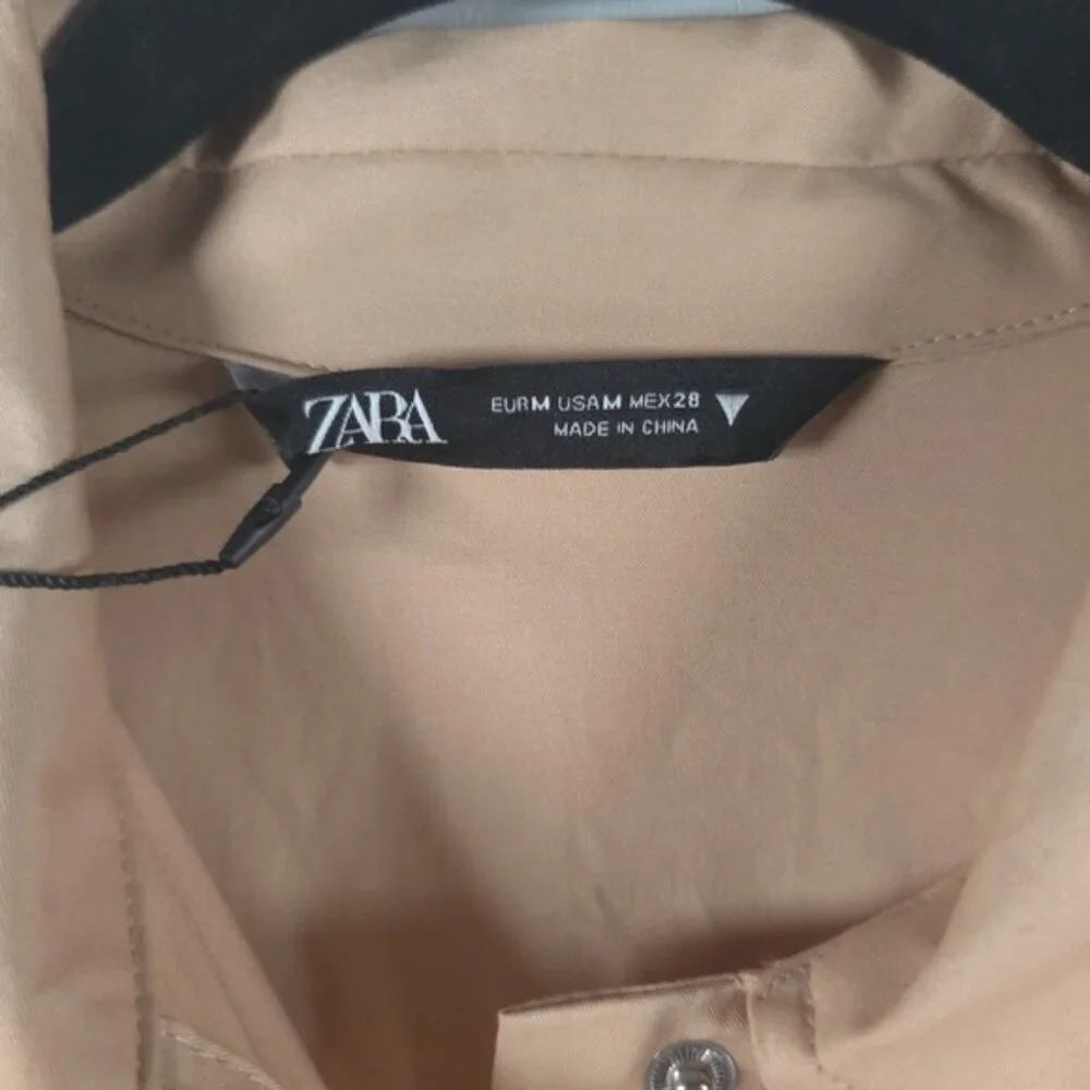 NWT ZARA Shirt-Style CARGO Full Length Oversized Jumpsuit COTTON 7901/216 Sz M&L
